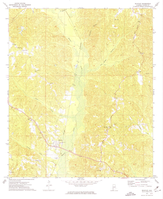 Classic USGS Whatley Alabama 7.5'x7.5' Topo Map Image