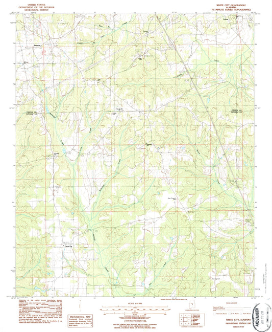 Classic USGS White City Alabama 7.5'x7.5' Topo Map Image