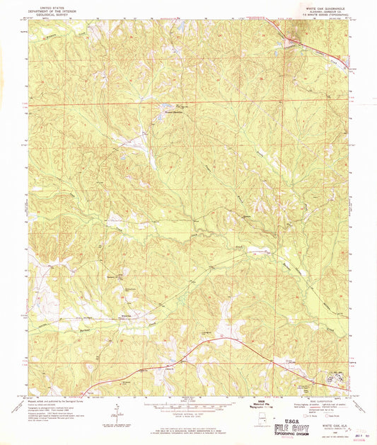 Classic USGS White Oak Alabama 7.5'x7.5' Topo Map Image