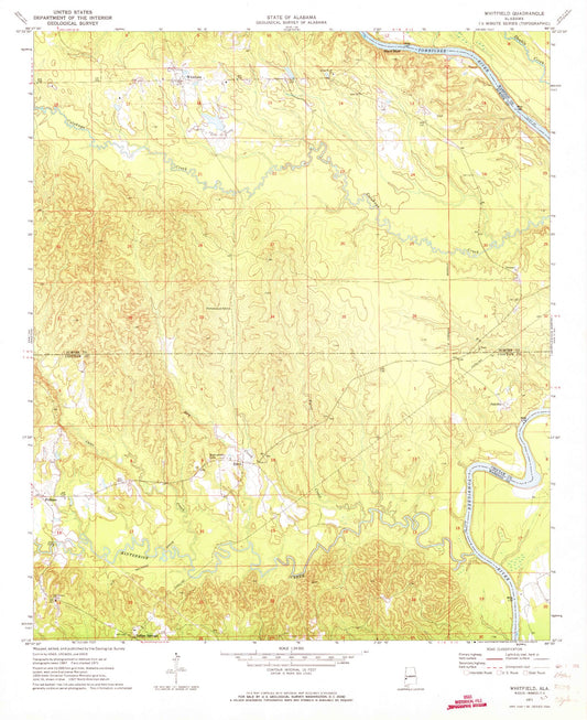 Classic USGS Whitfield Alabama 7.5'x7.5' Topo Map Image