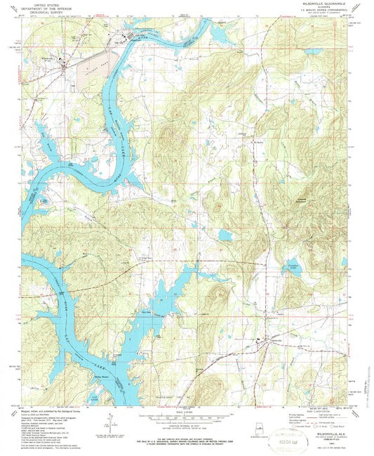 Classic USGS Wilsonville Alabama 7.5'x7.5' Topo Map Image