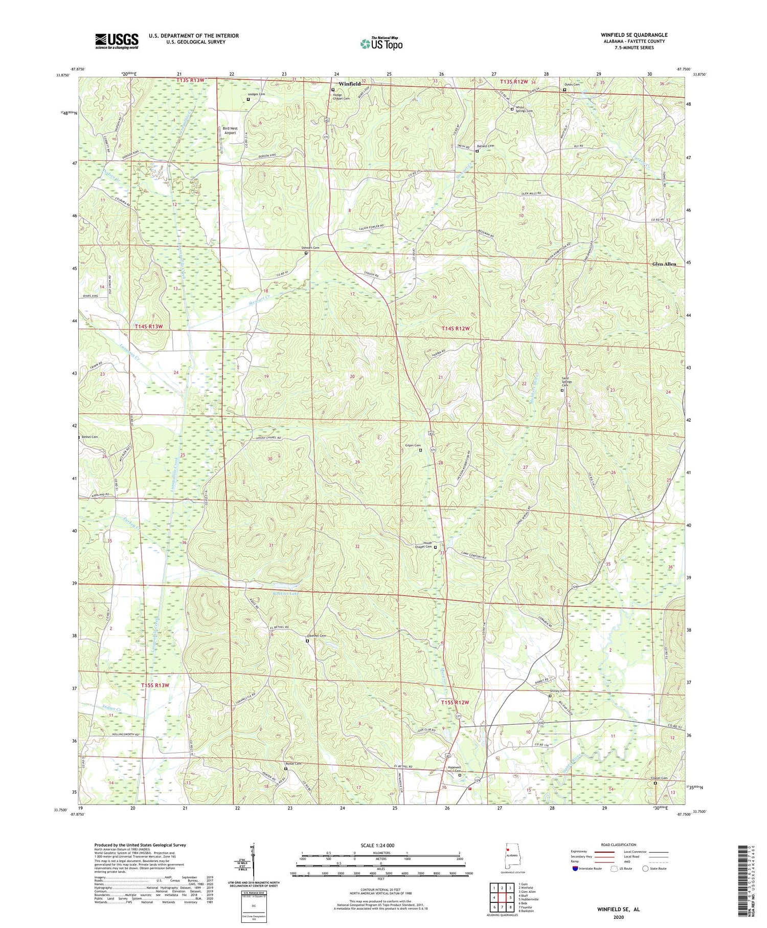 Winfield SE Alabama US Topo Map Image
