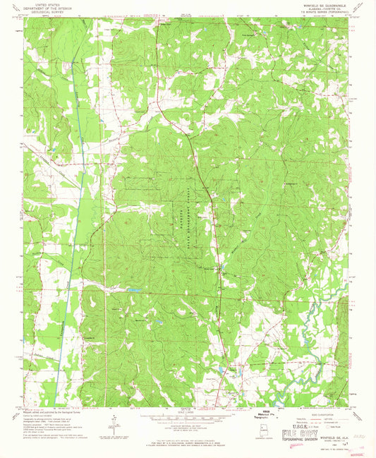Classic USGS Winfield SE Alabama 7.5'x7.5' Topo Map Image