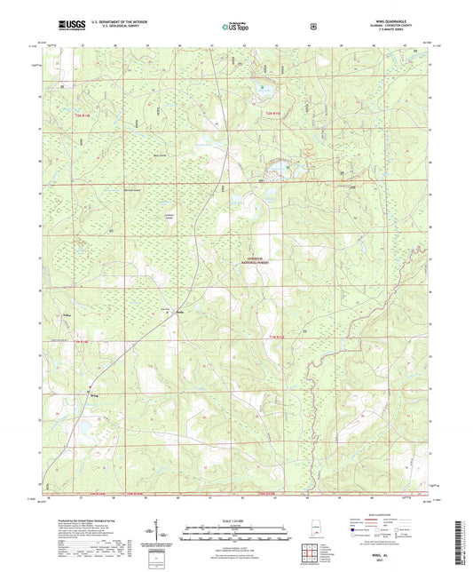 Wing Alabama US Topo Map Image