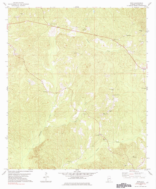 Classic USGS Winn Alabama 7.5'x7.5' Topo Map Image