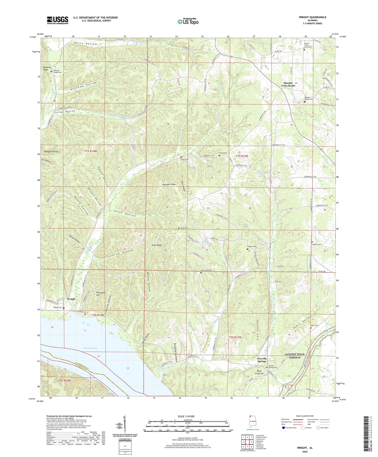 Wright Alabama US Topo Map Image