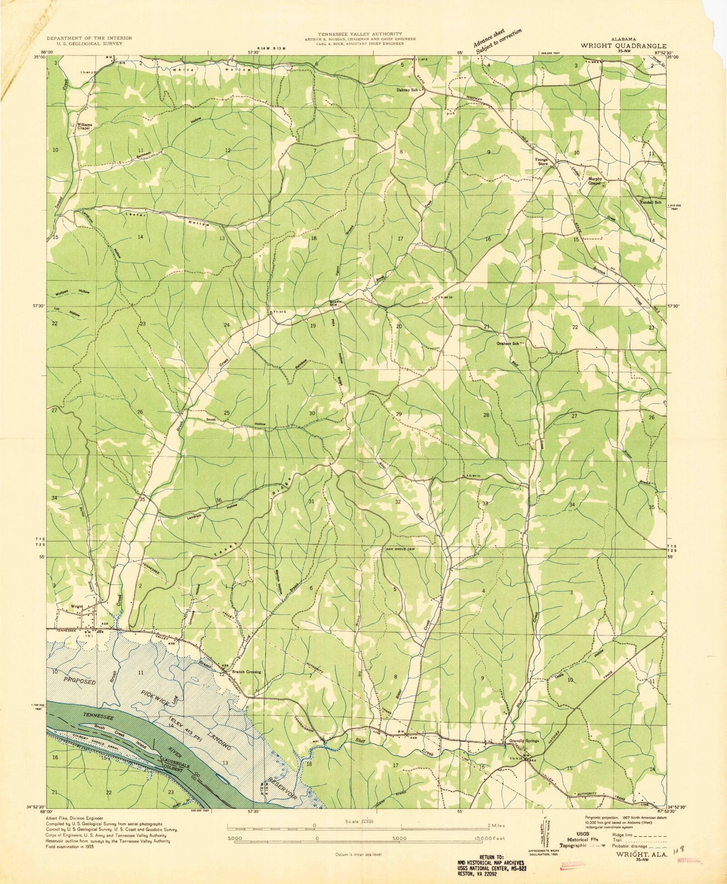 Classic USGS Wright Alabama 7.5'x7.5' Topo Map Image