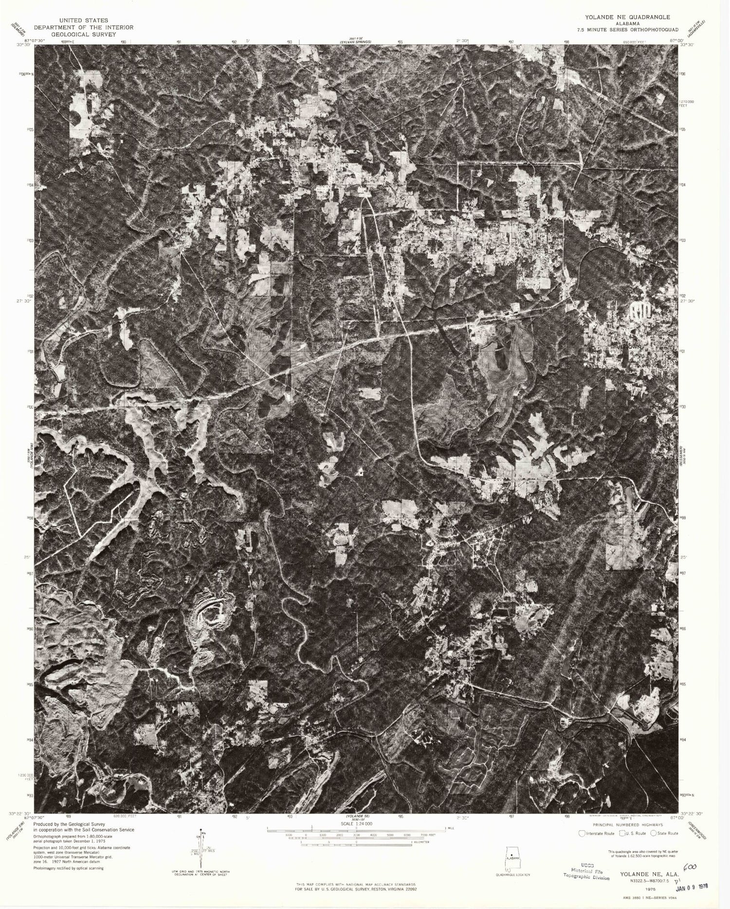 Classic USGS Concord Alabama 7.5'x7.5' Topo Map Image