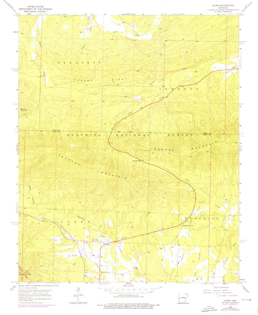 Classic USGS Acorn Arkansas 7.5'x7.5' Topo Map Image