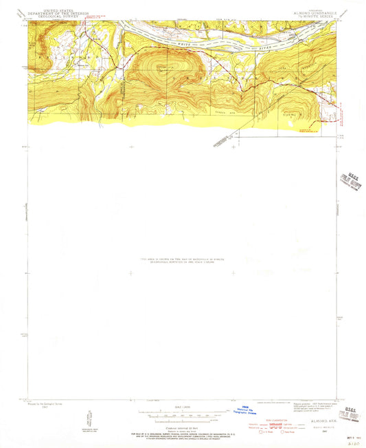Classic USGS Concord Arkansas 7.5'x7.5' Topo Map Image