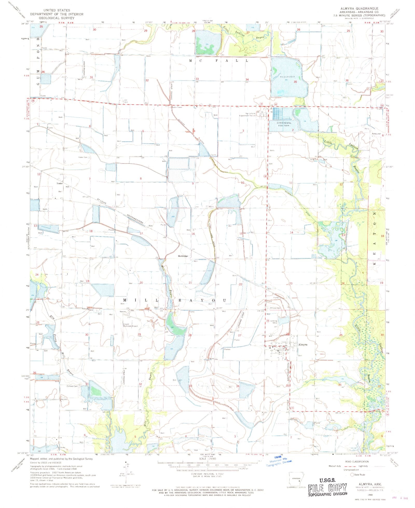 Classic USGS Almyra Arkansas 7.5'x7.5' Topo Map MyTopo Map Store