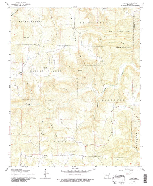 Classic USGS Alread Arkansas 7.5'x7.5' Topo Map Image