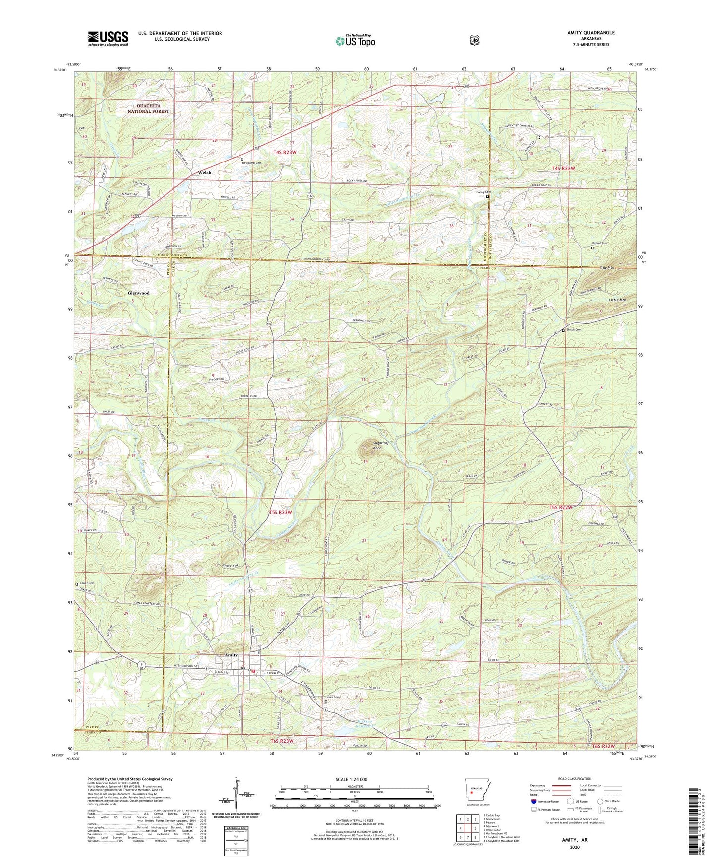 Amity Arkansas US Topo Map Image