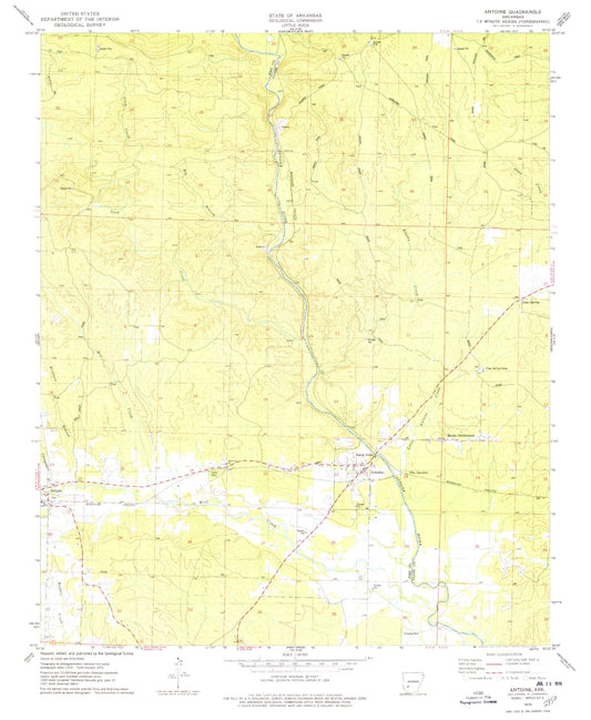 Classic USGS Antoine Arkansas 7.5'x7.5' Topo Map Image