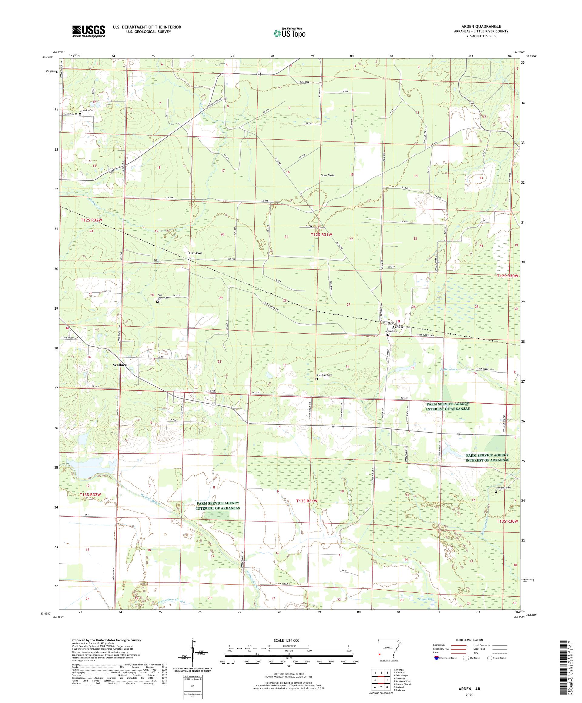 Arden Arkansas US Topo Map – MyTopo Map Store