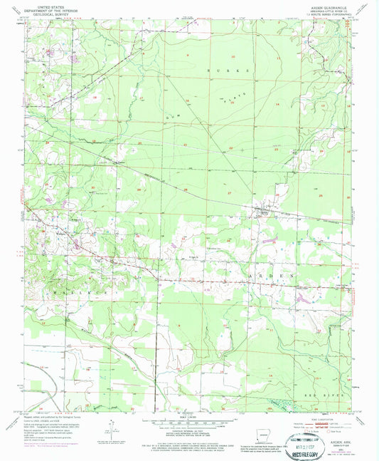 Classic USGS Arden Arkansas 7.5'x7.5' Topo Map Image