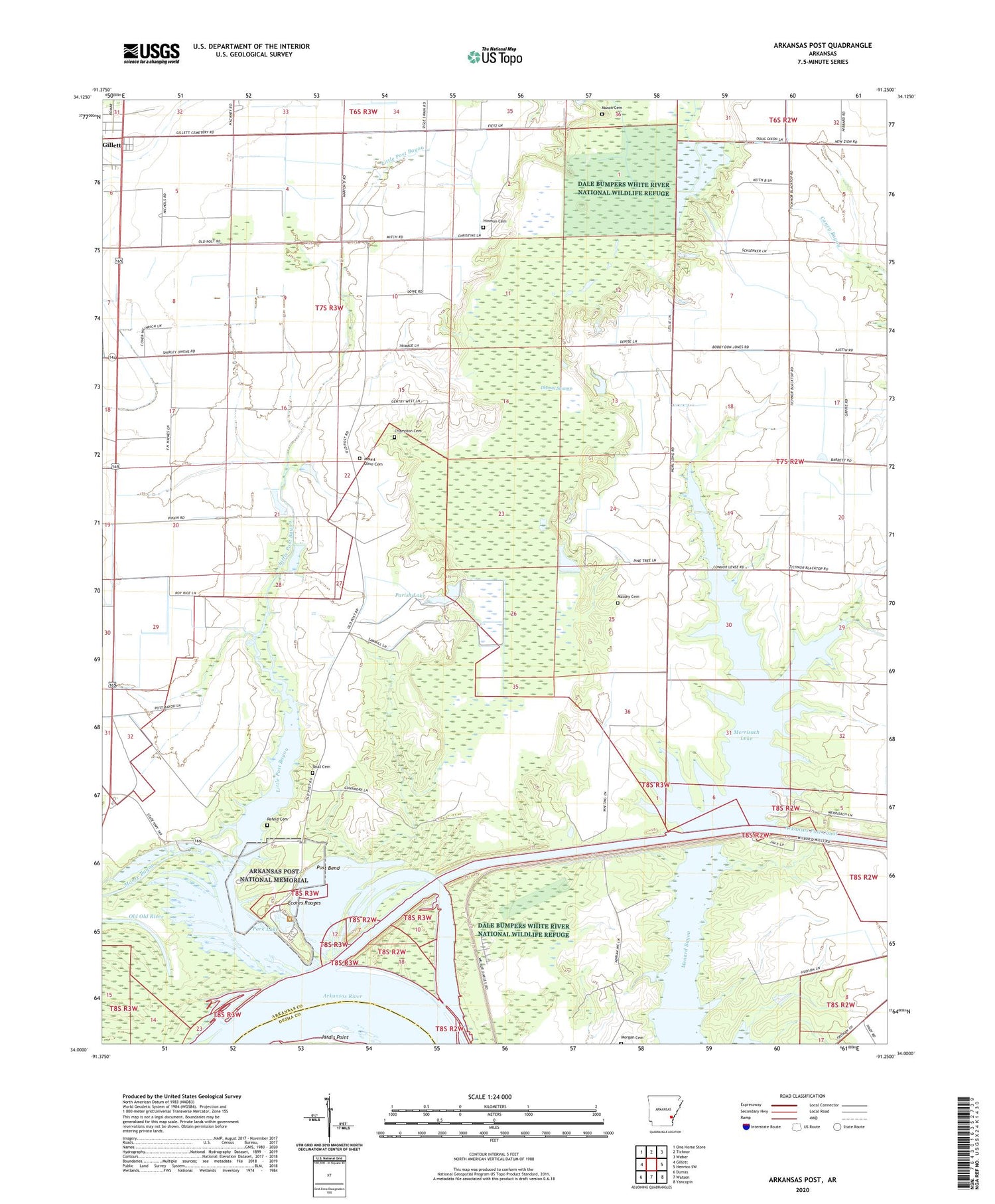 Arkansas Post Arkansas US Topo Map Image