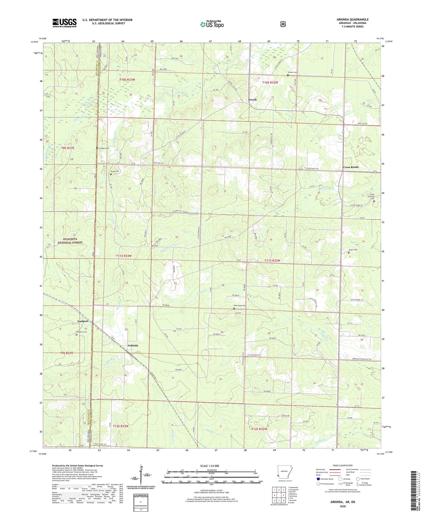 Arkinda Arkansas US Topo Map Image