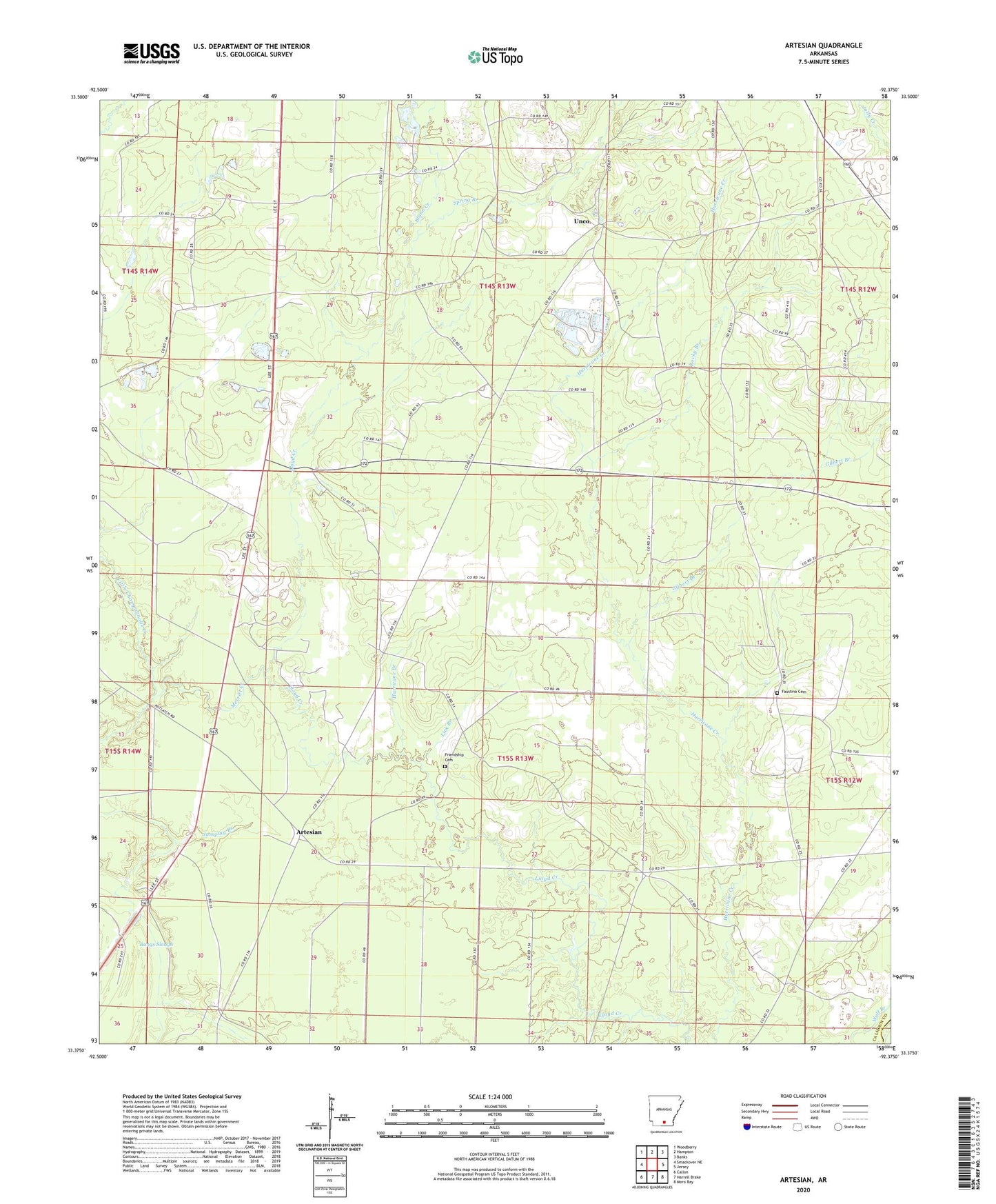 Artesian Arkansas US Topo Map Image