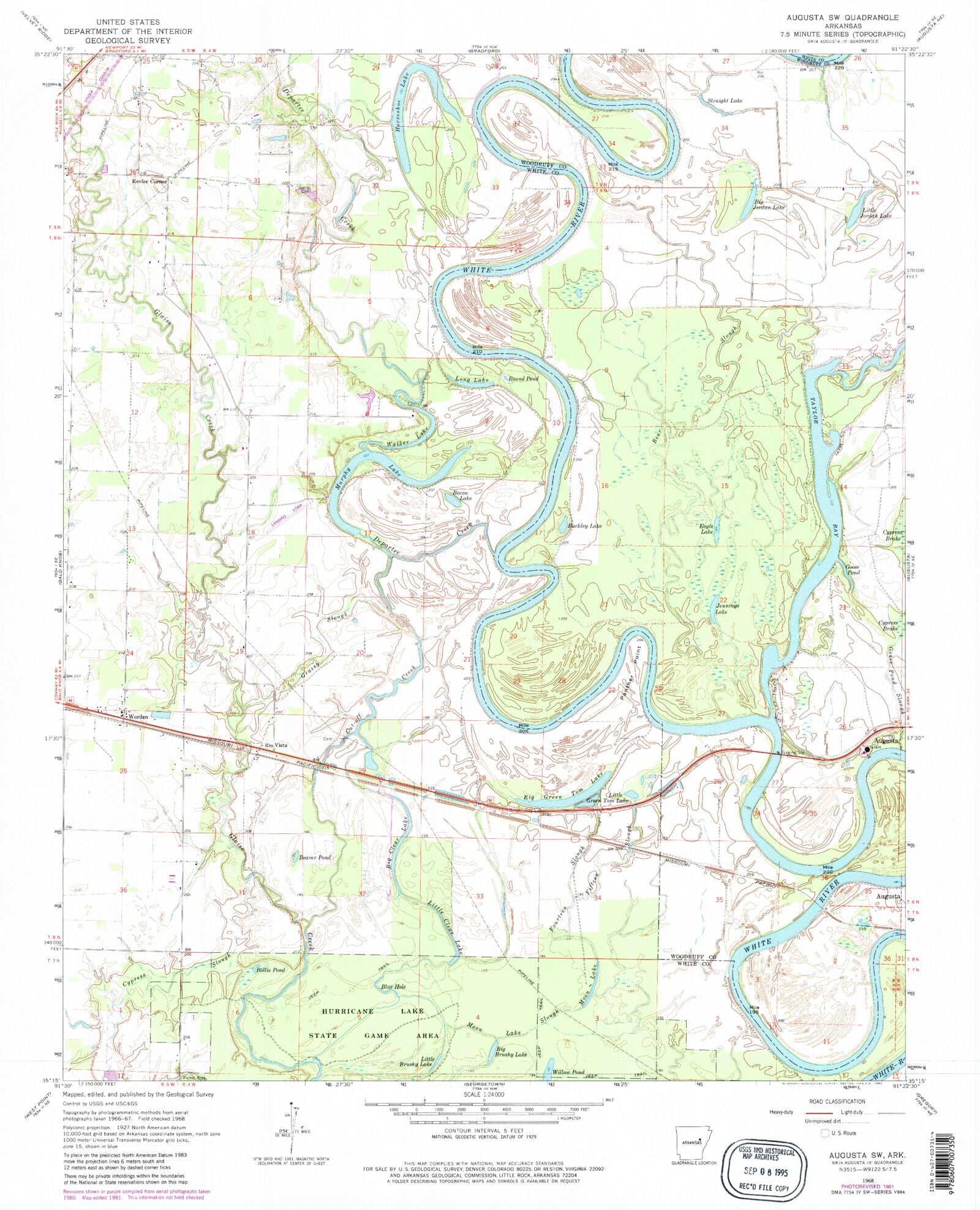 Classic USGS Augusta SW Arkansas 7.5'x7.5' Topo Map – MyTopo Map Store