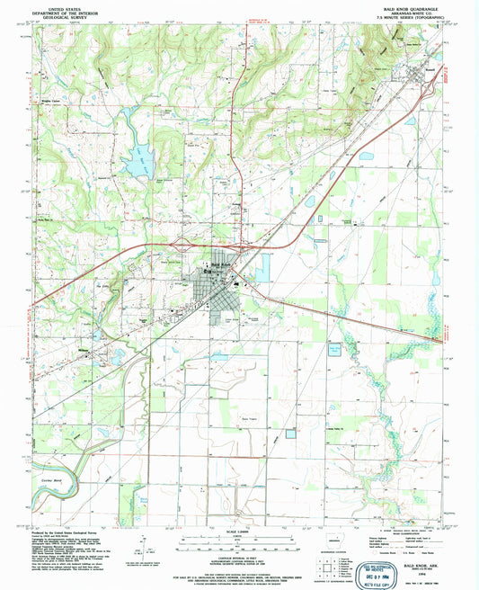 Classic USGS Bald Knob Arkansas 7.5'x7.5' Topo Map Image