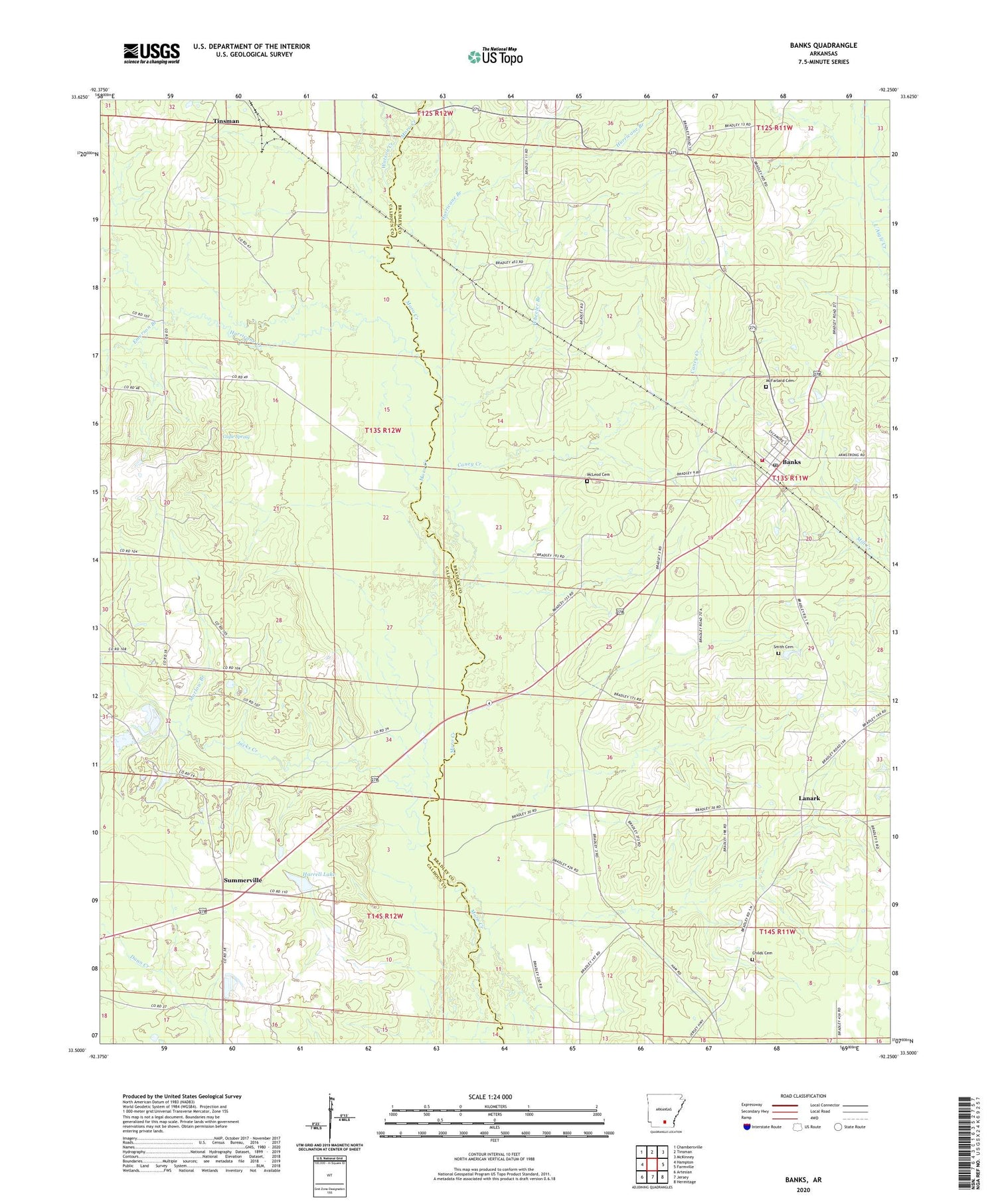 Banks Arkansas US Topo Map Image