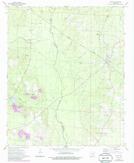Classic USGS Banks Arkansas 7.5'x7.5' Topo Map Image