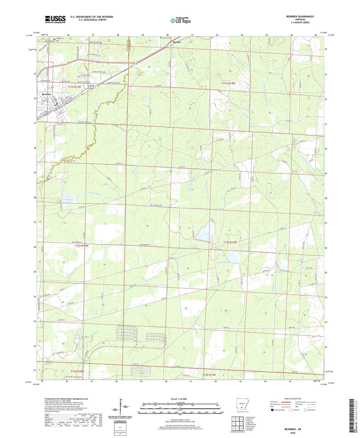 Bearden Arkansas US Topo Map Image