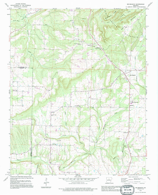 Classic USGS Bee Branch Arkansas 7.5'x7.5' Topo Map Image