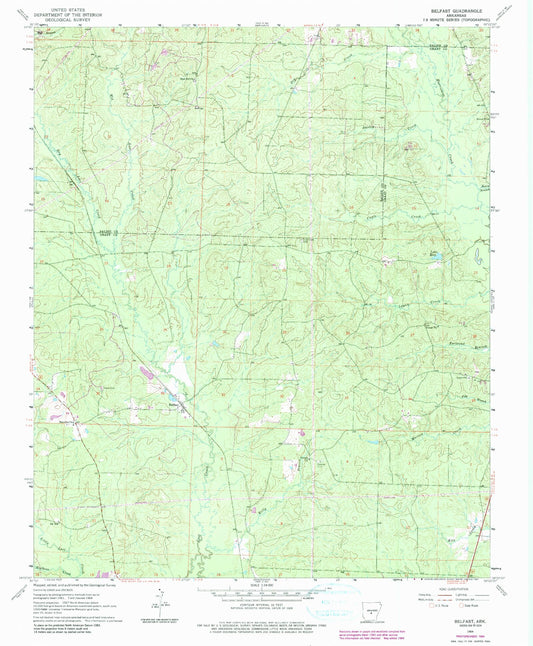 Classic USGS Belfast Arkansas 7.5'x7.5' Topo Map Image