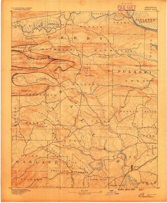 Historic 1890 Benton Arkansas 30'x30' Topo Map Image