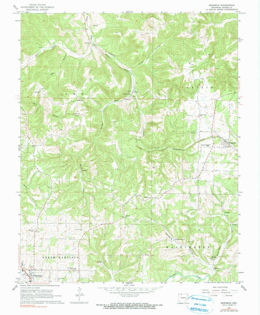 Classic USGS Bergman Arkansas 7.5'x7.5' Topo Map Image