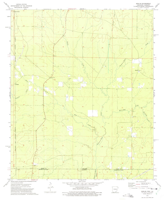 Classic USGS Berlin Arkansas 7.5'x7.5' Topo Map Image