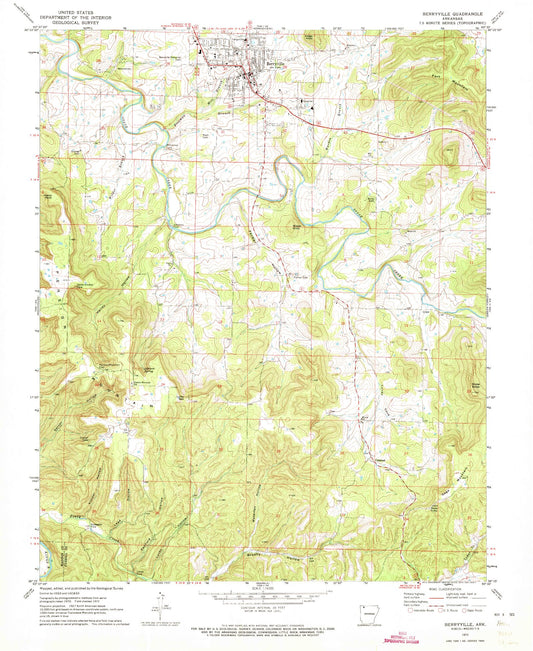 Classic USGS Berryville Arkansas 7.5'x7.5' Topo Map Image