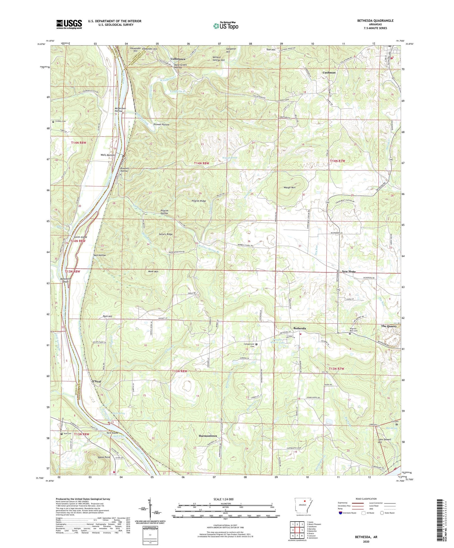 Bethesda Arkansas US Topo Map Image