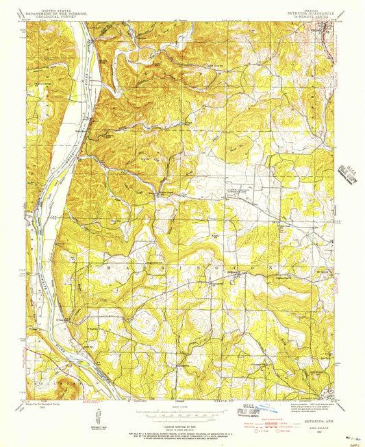 Classic USGS Bethesda Arkansas 7.5'x7.5' Topo Map Image