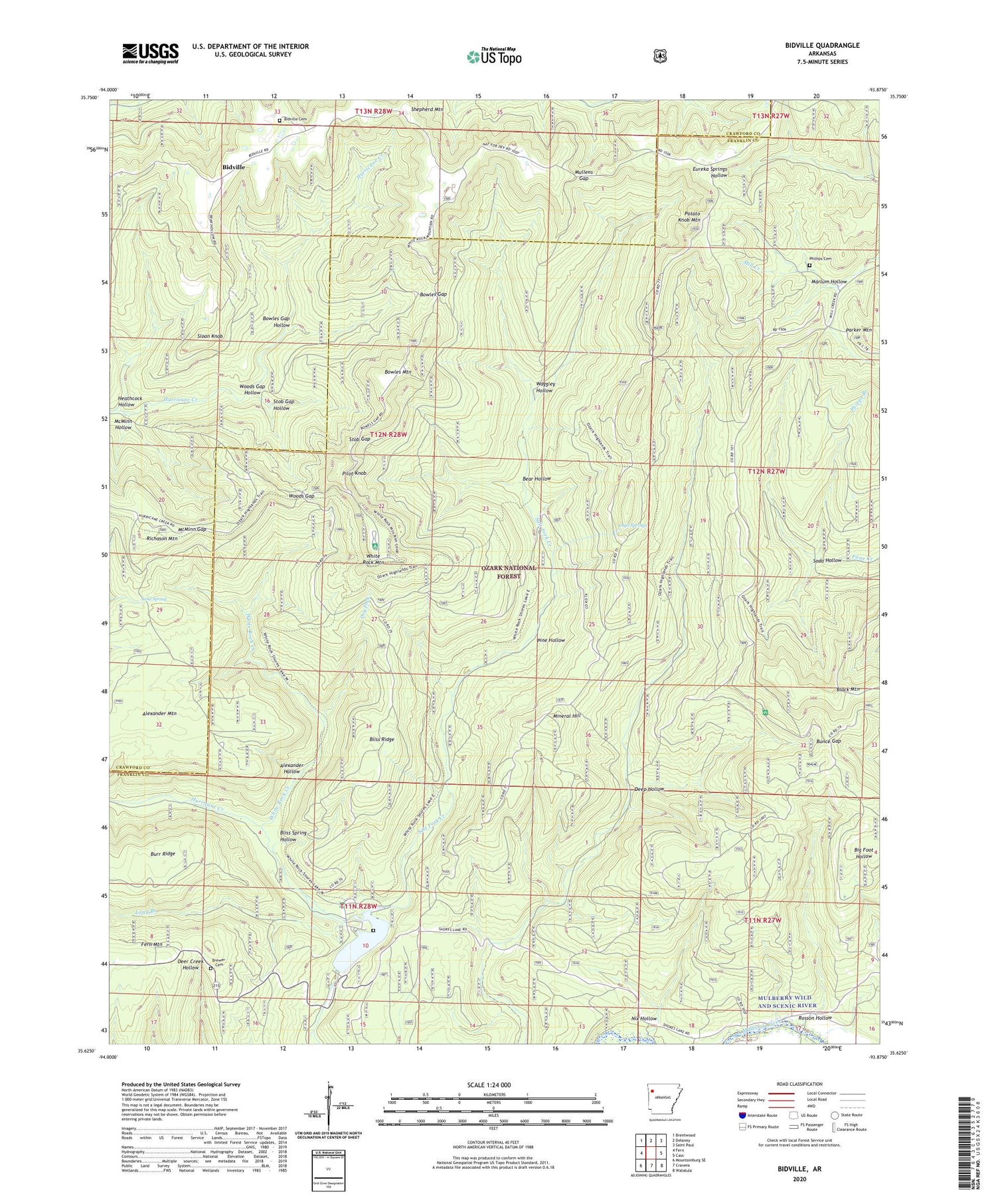 Bidville Arkansas US Topo Map Image