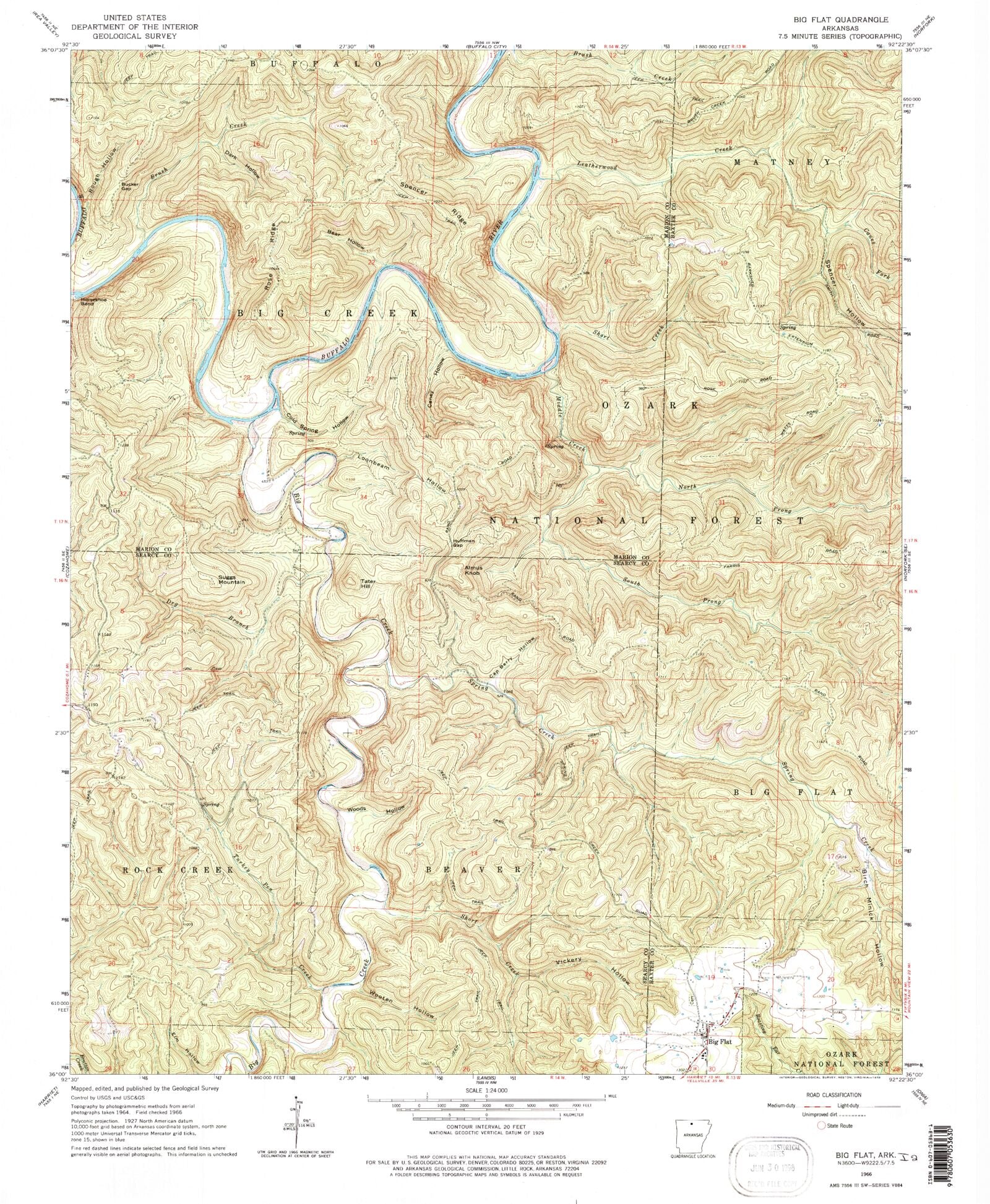 USGS Classic Big Flat Arkansas 7.5'x7.5' Topo Map MyTopo Map Store