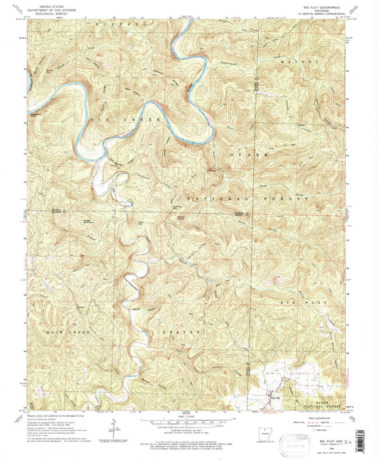 USGS Classic Big Flat Arkansas 7.5'x7.5' Topo Map Image