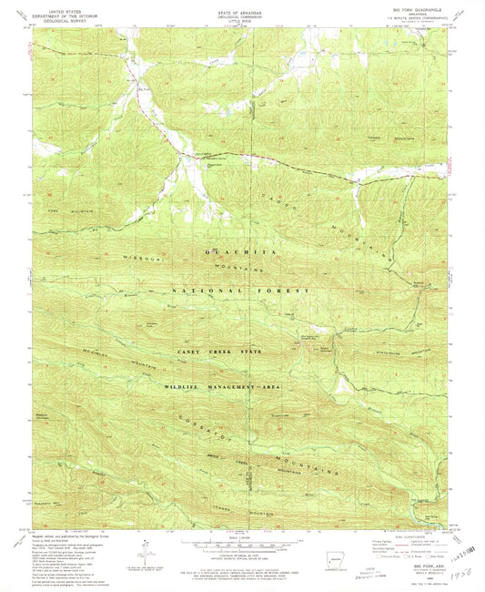 USGS Classic Big Fork Arkansas 7.5'x7.5' Topo Map Image