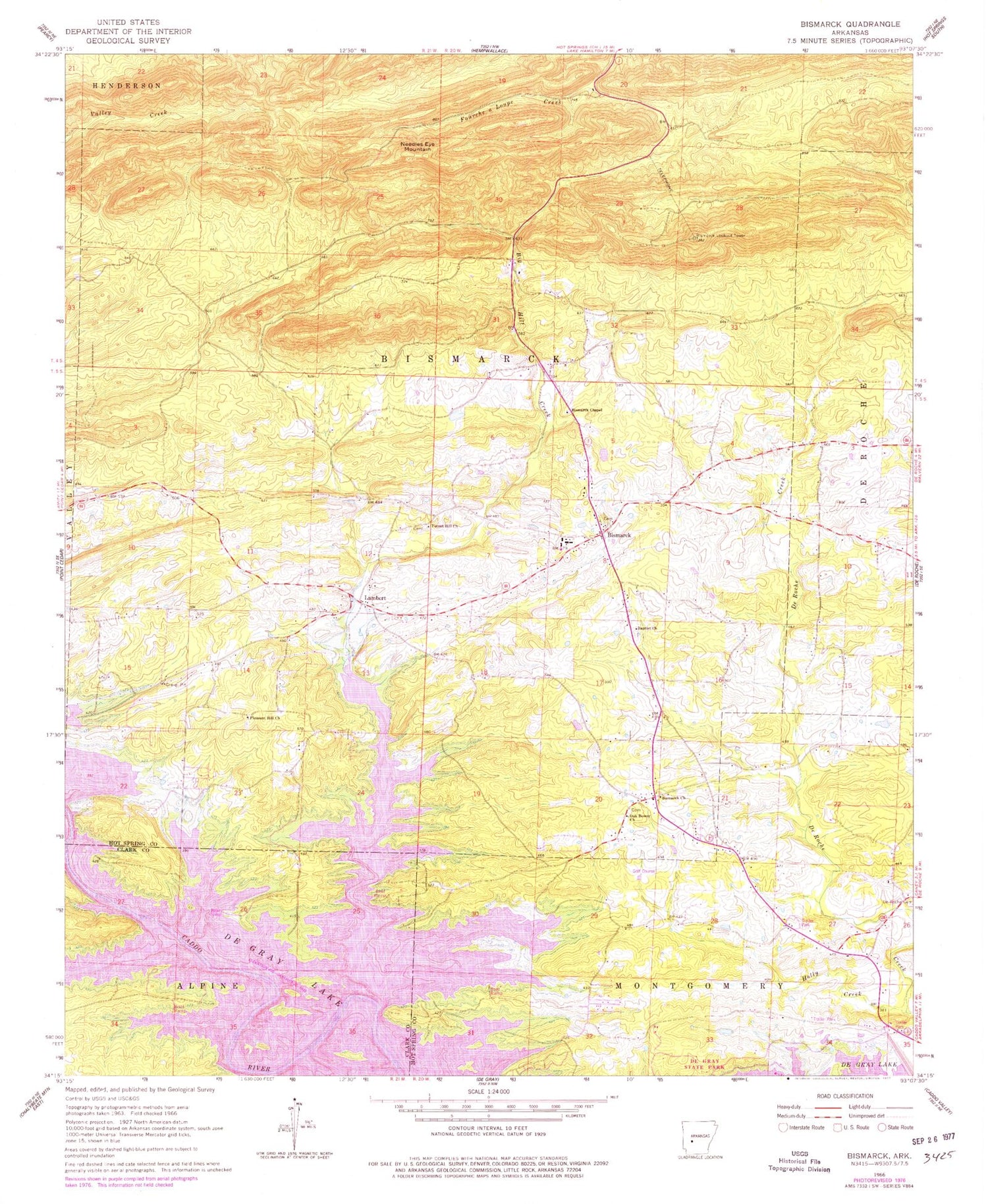 Classic USGS Bismarck Arkansas 7.5'x7.5' Topo Map Image