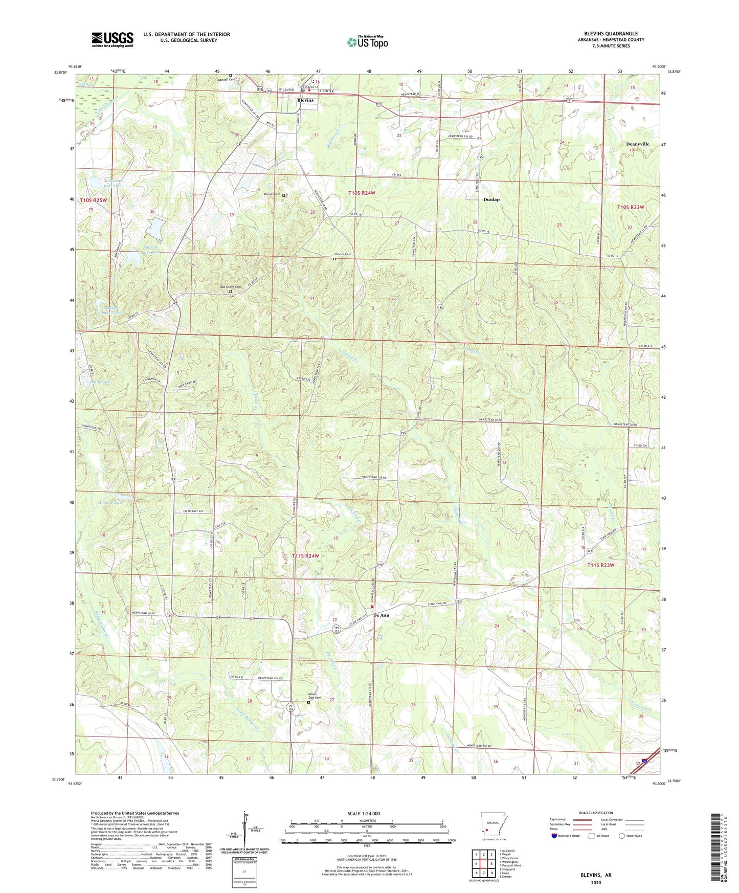 Blevins Arkansas US Topo Map Image