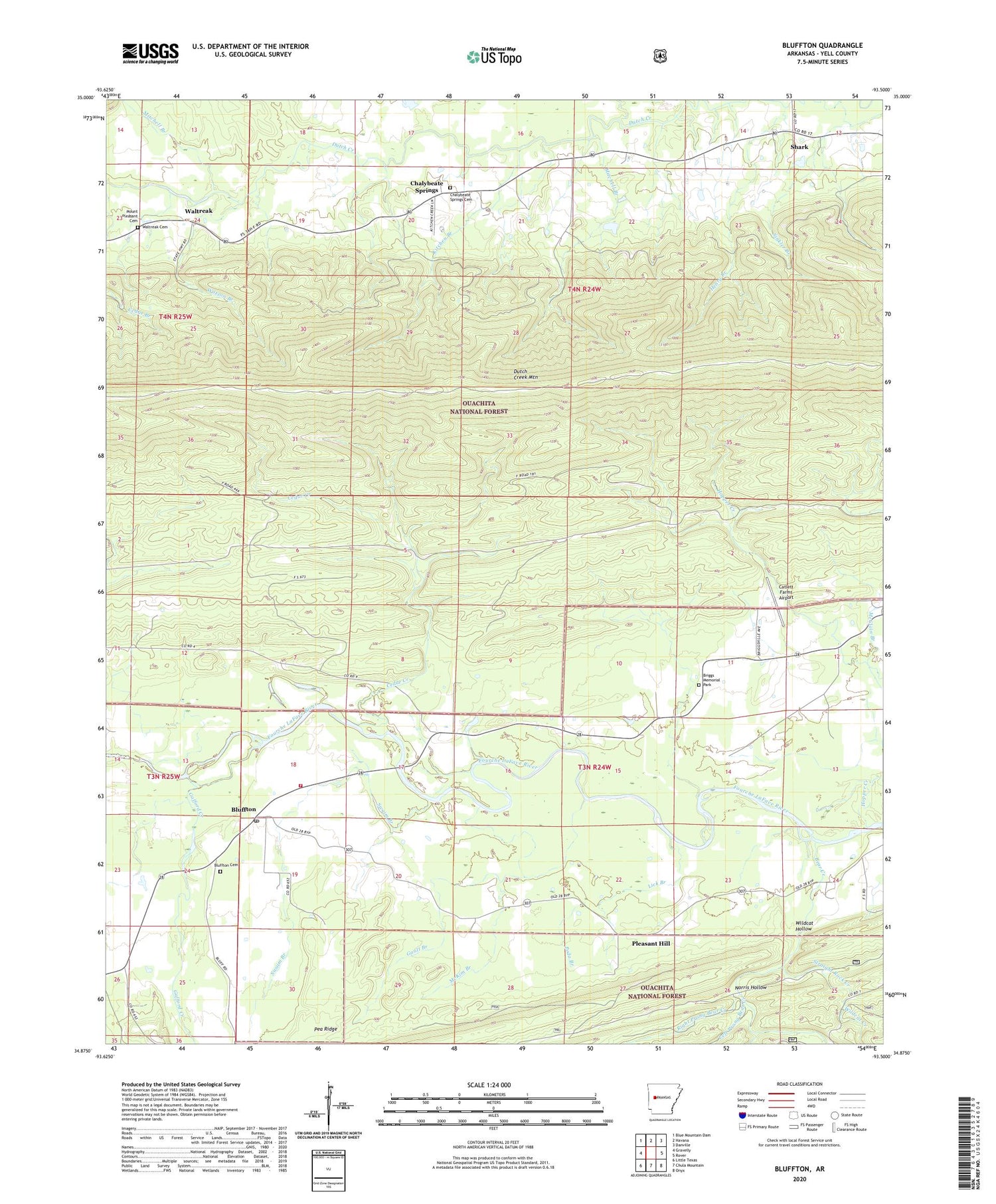 Bluffton Arkansas US Topo Map Image