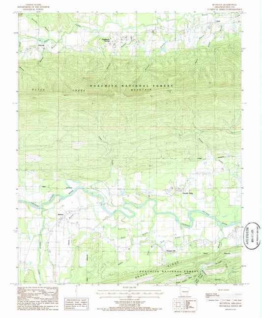 Classic USGS Bluffton Arkansas 7.5'x7.5' Topo Map Image