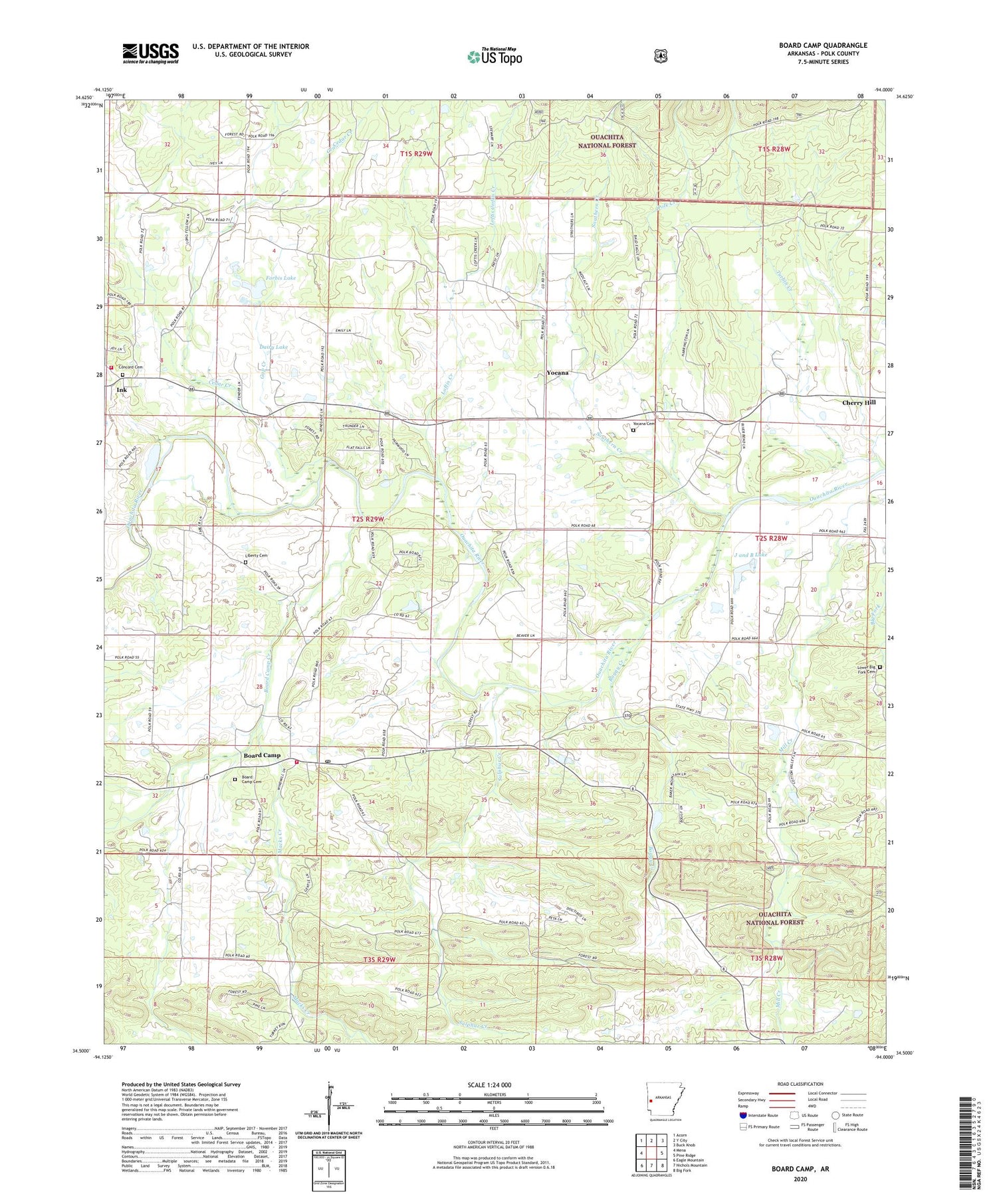 Board Camp Arkansas US Topo Map Image