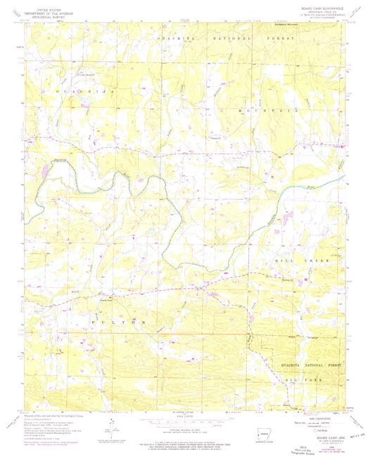 Classic USGS Board Camp Arkansas 7.5'x7.5' Topo Map Image