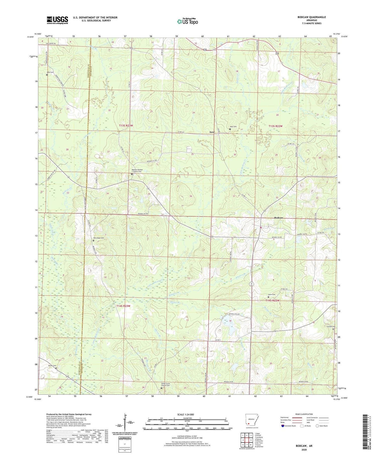 Bodcaw Arkansas US Topo Map Image