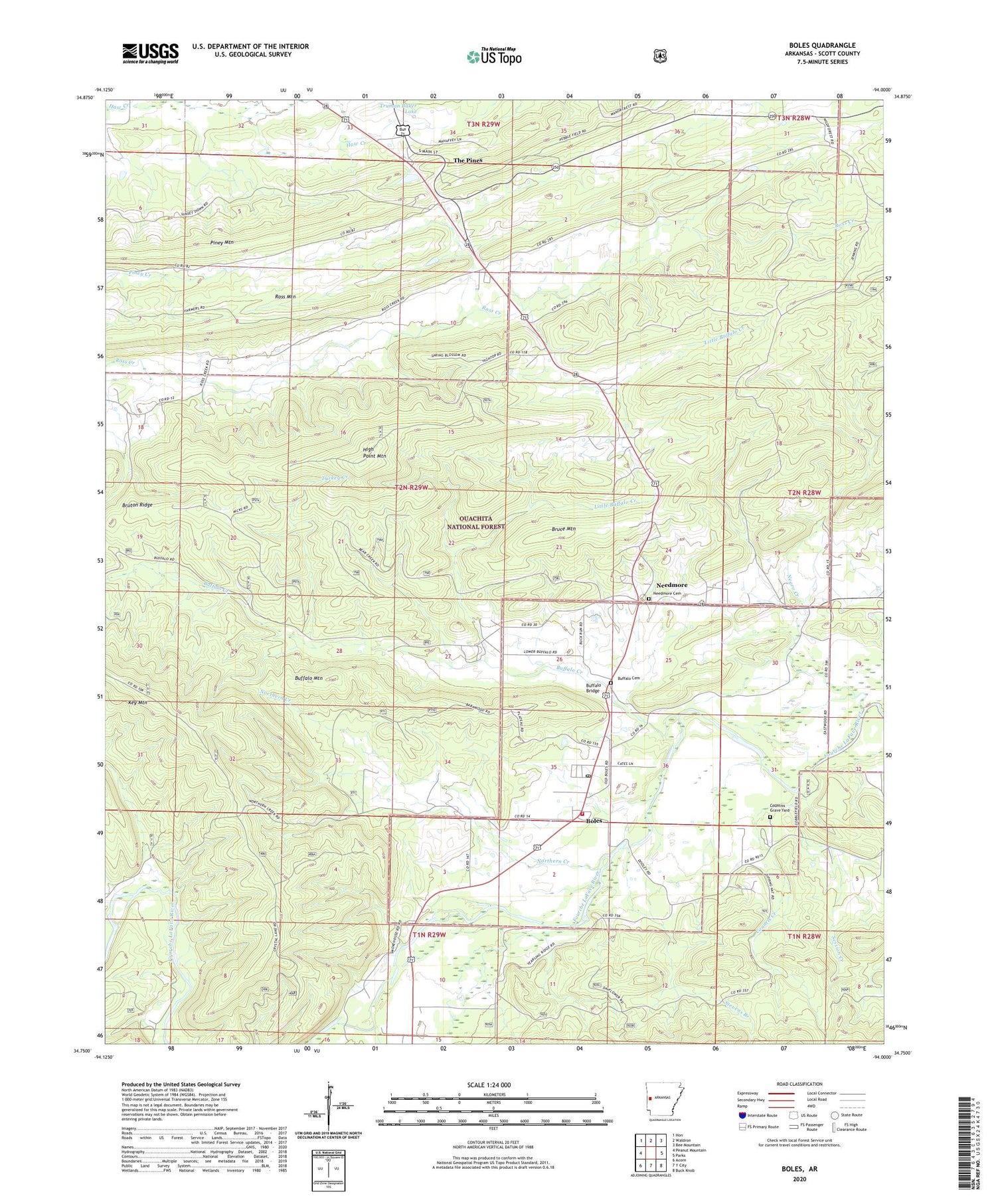 Boles Arkansas US Topo Map Image