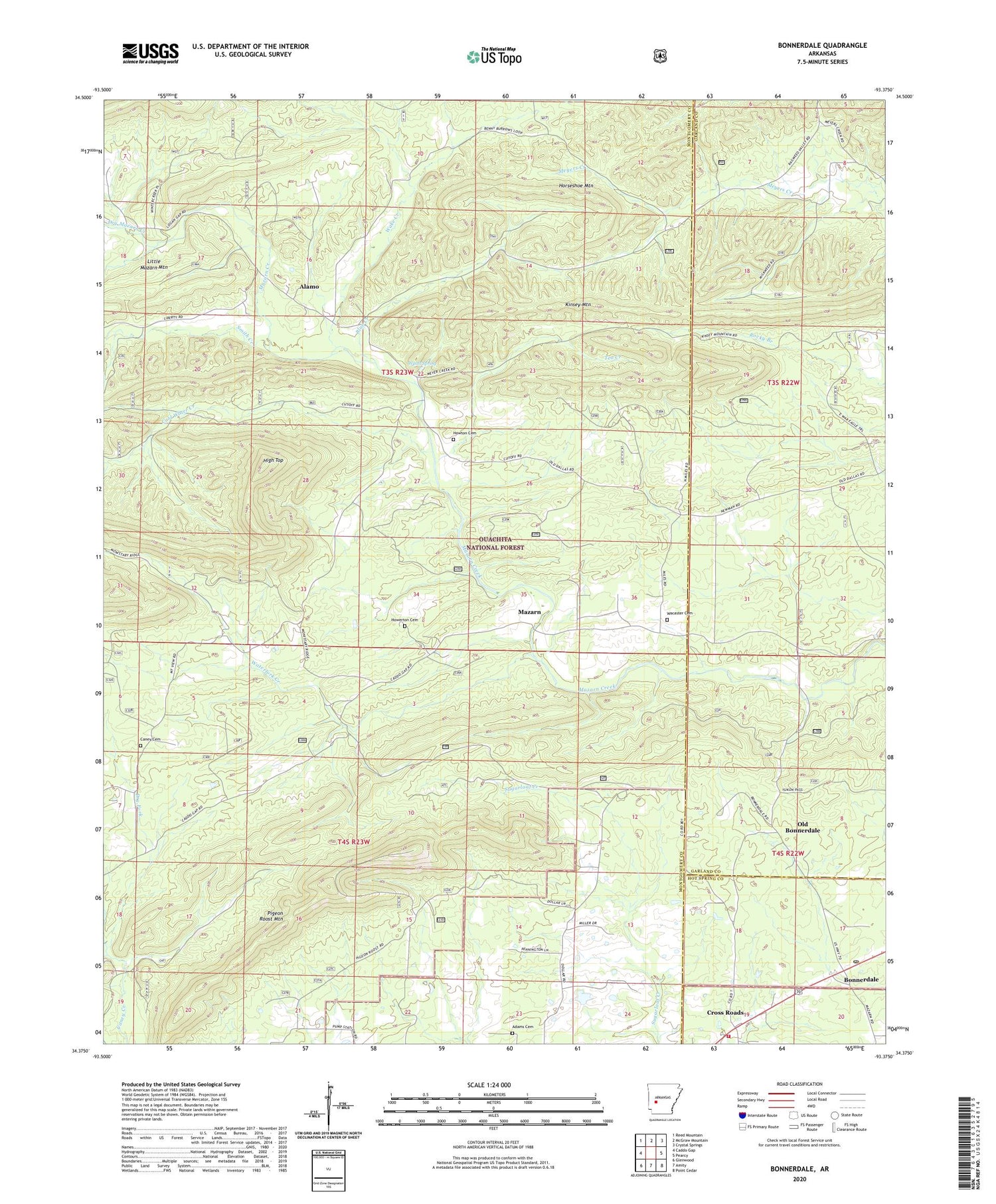 Bonnerdale Arkansas US Topo Map Image
