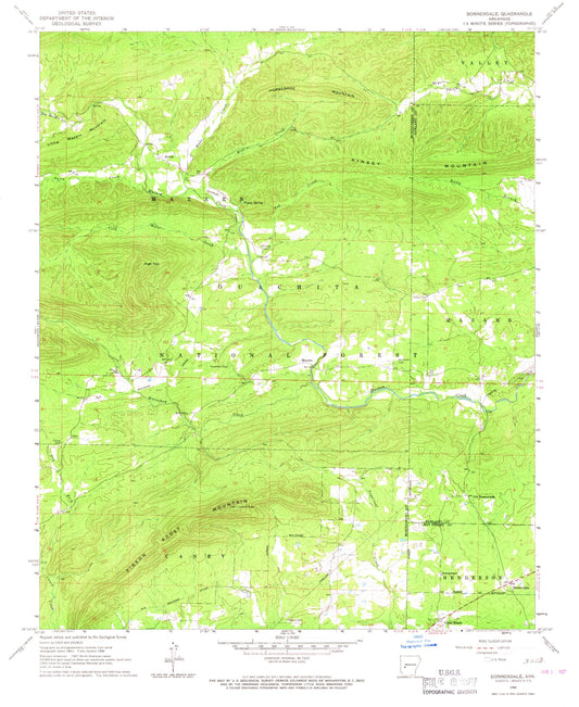 Classic USGS Bonnerdale Arkansas 7.5'x7.5' Topo Map Image